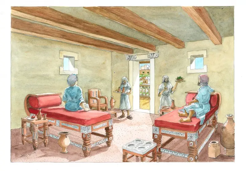 Ilustración: La incrustación de los marfiles en los tronos sofá.