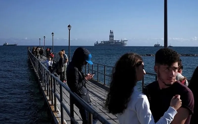 Una plataforma de perforación frente a la costa de Limassol, Chipre, el 10 de marzo de 2019, donde ExxonMobil descubrió el tercer depósito de gas más grande del mundo.